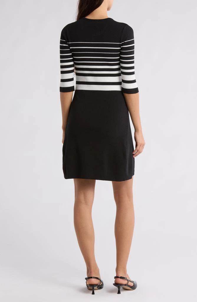 Ellen Tracy Stripe Three-Quarter Sleeve Yarn Dye Sweater Dress 2