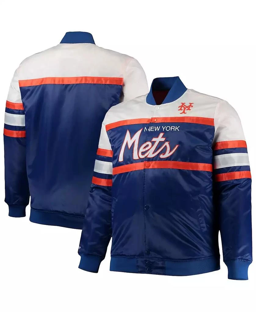 Mitchell & Ness Men's Royal, Orange New York Mets Big and Tall Coaches Satin Full-Snap Jacket 1