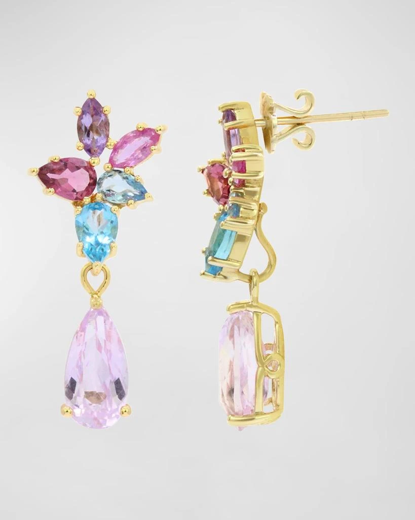 Stevie Wren 18K Yellow Gold Cluster Gem Interchanging Drop Earrings 2
