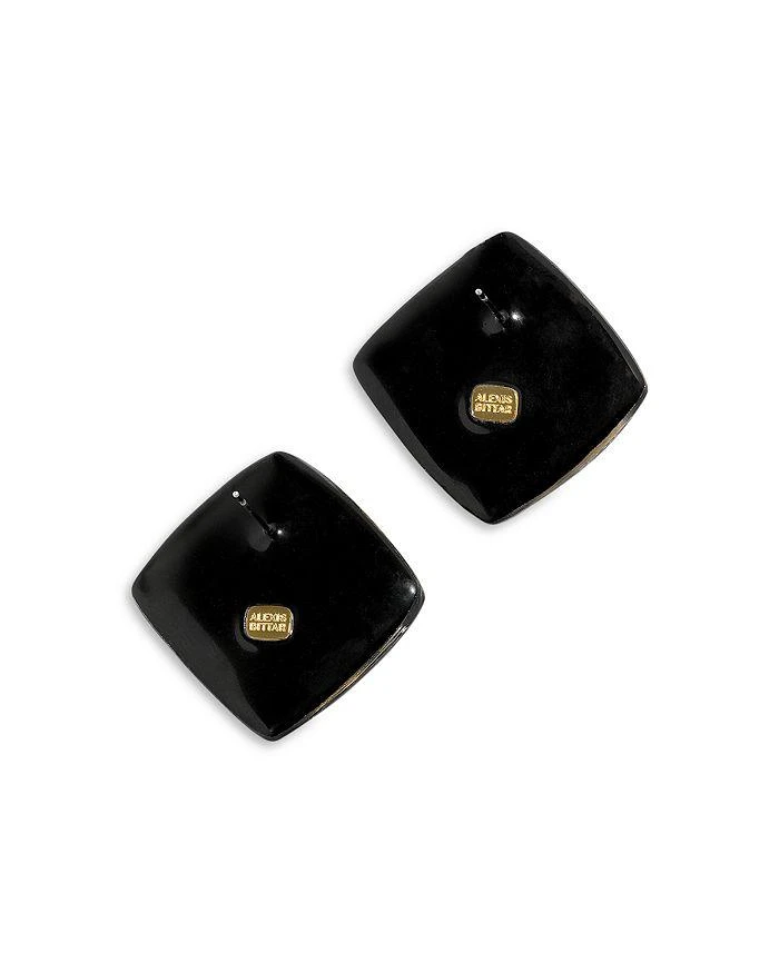 Alexis Bittar Luminous Lucite Armor Black Framed Diamond Shape Drop Earrings in 14K Gold Plated 2
