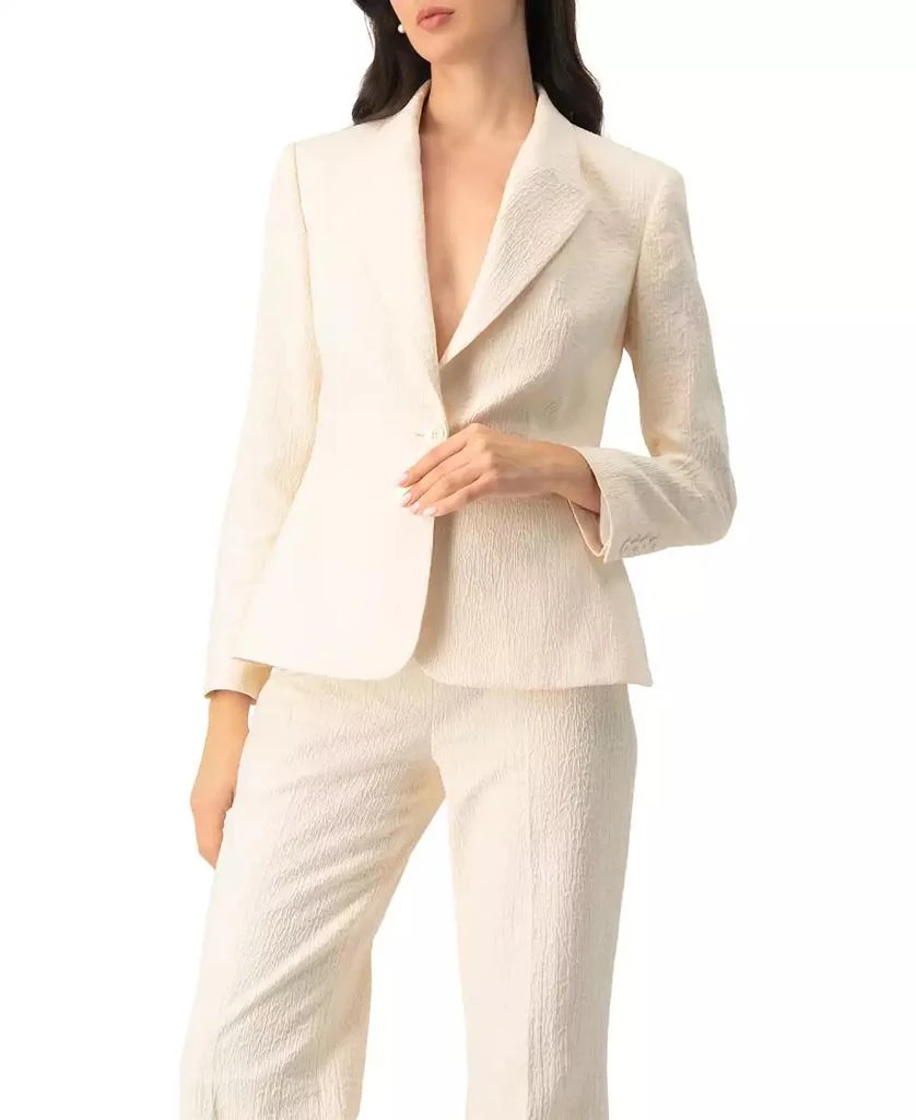 Ivonne Women
s Single-Breasted Textured Tailored Blazer
