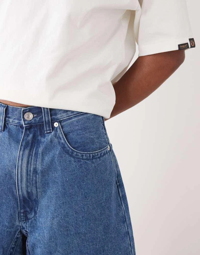 AAPE Aape by A Bathing Ape denim shorts with logo embroidery in light blue wash 3