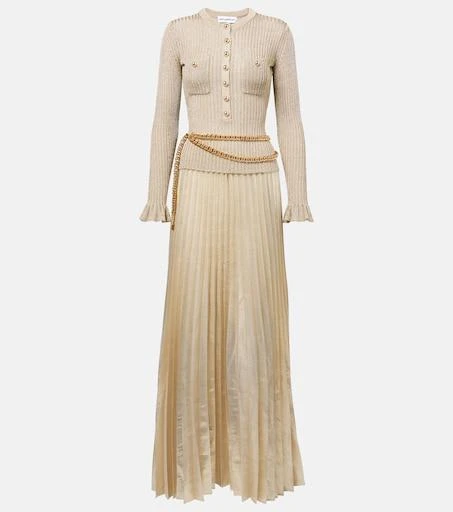 Self Portrait Ribbed-knit lam pliss maxi dress - Dresses & Skirts - Free  Shipping - BeyondStyle