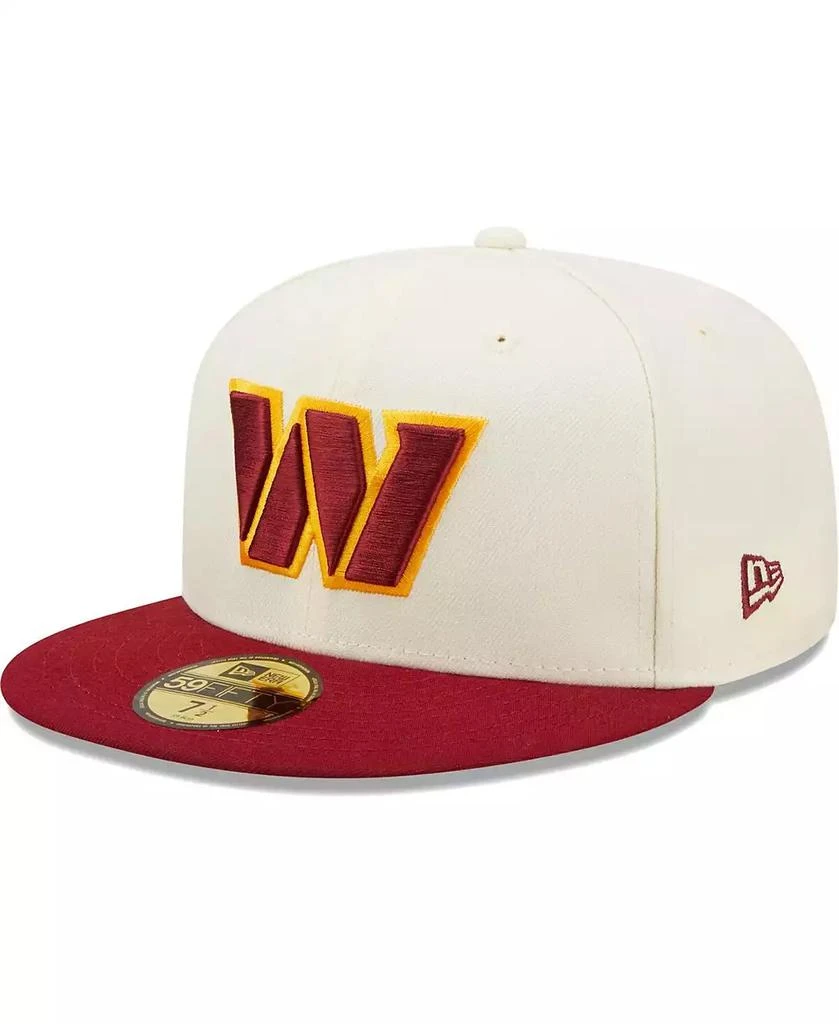 New Era Men's Cream, Burgundy Washington Commanders Tri-Chrome 59FIFTY Fitted Hat 1