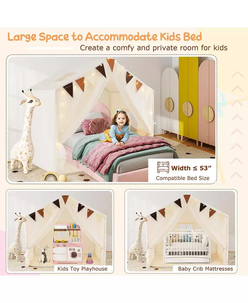 HONGGE Large Toddler Playhouse Tent with Windows, Door Curtains, and Mat 8