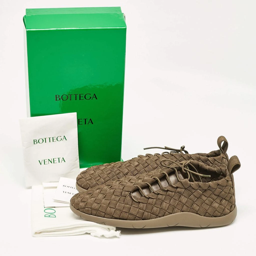 Bottega Veneta Bottega Veneta Olive Green Woven Fabric Elasticated Intrecciato Sneakers Size 41.5 9
