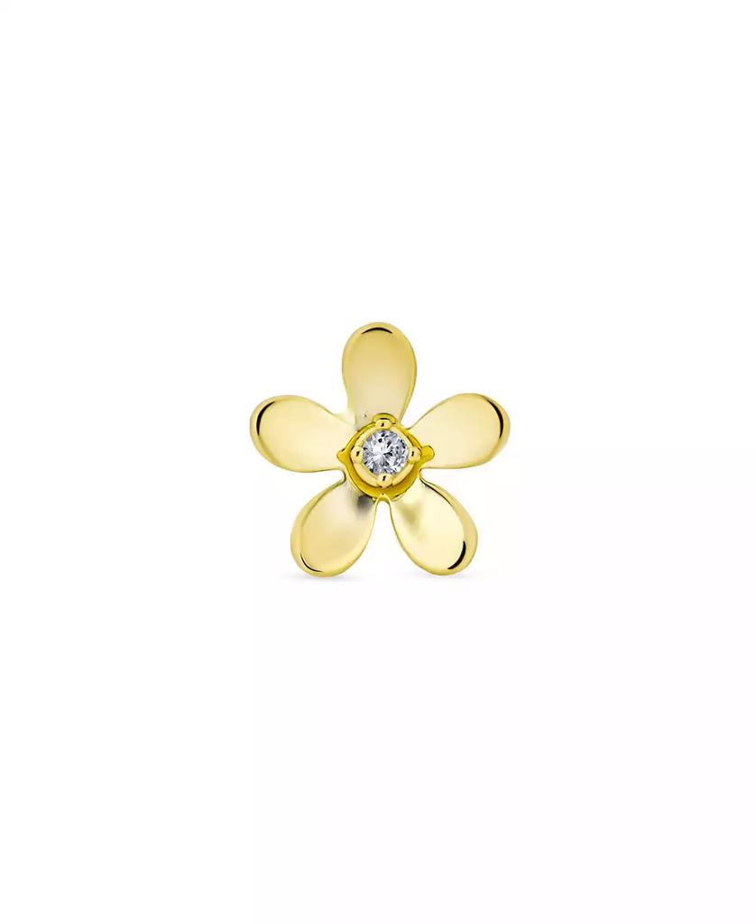Bling Jewelry Tiny Minimalist CZ Accent Dainty Mini Daisy Flower Cartilage Ear Lobe Piercing 1 Piece Stud Earring14K Yellow Gold Safety Screw back