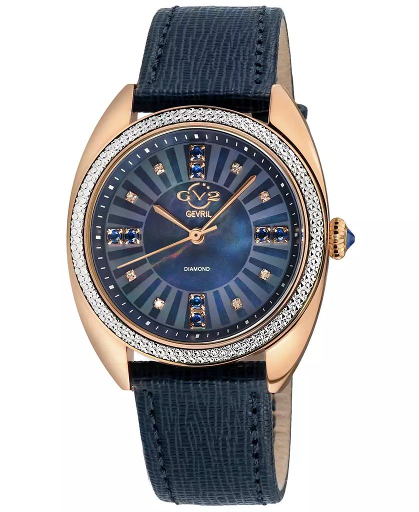 Gevril Women's Palermo Swiss Quartz Blue Leather Watch 35mm