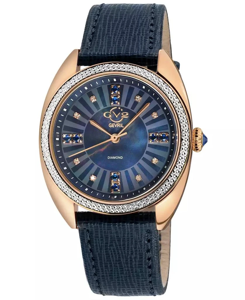 Gevril Women's Palermo Swiss Quartz Blue Leather Watch 35mm 1