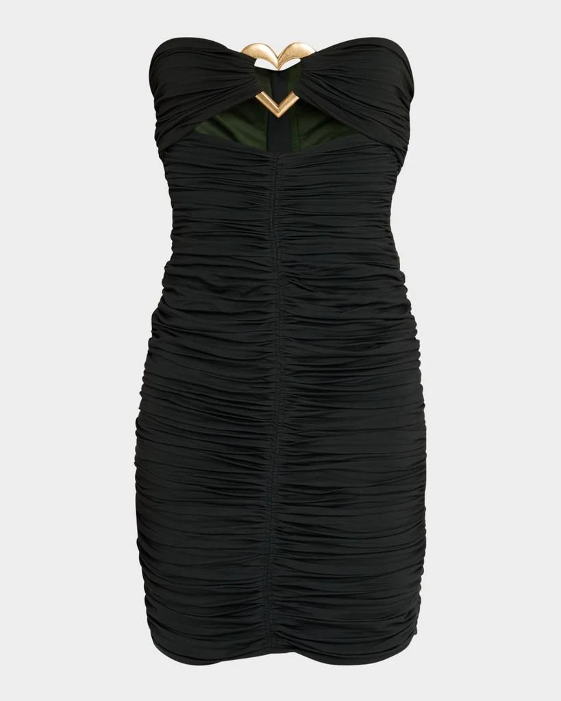 AREA Ruched Strapless Mini Dress with Heart Detail 1