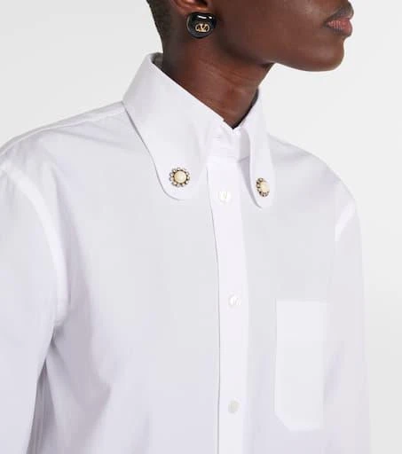 Valentino Faux pearl-embellished cotton poplin shirt 4
