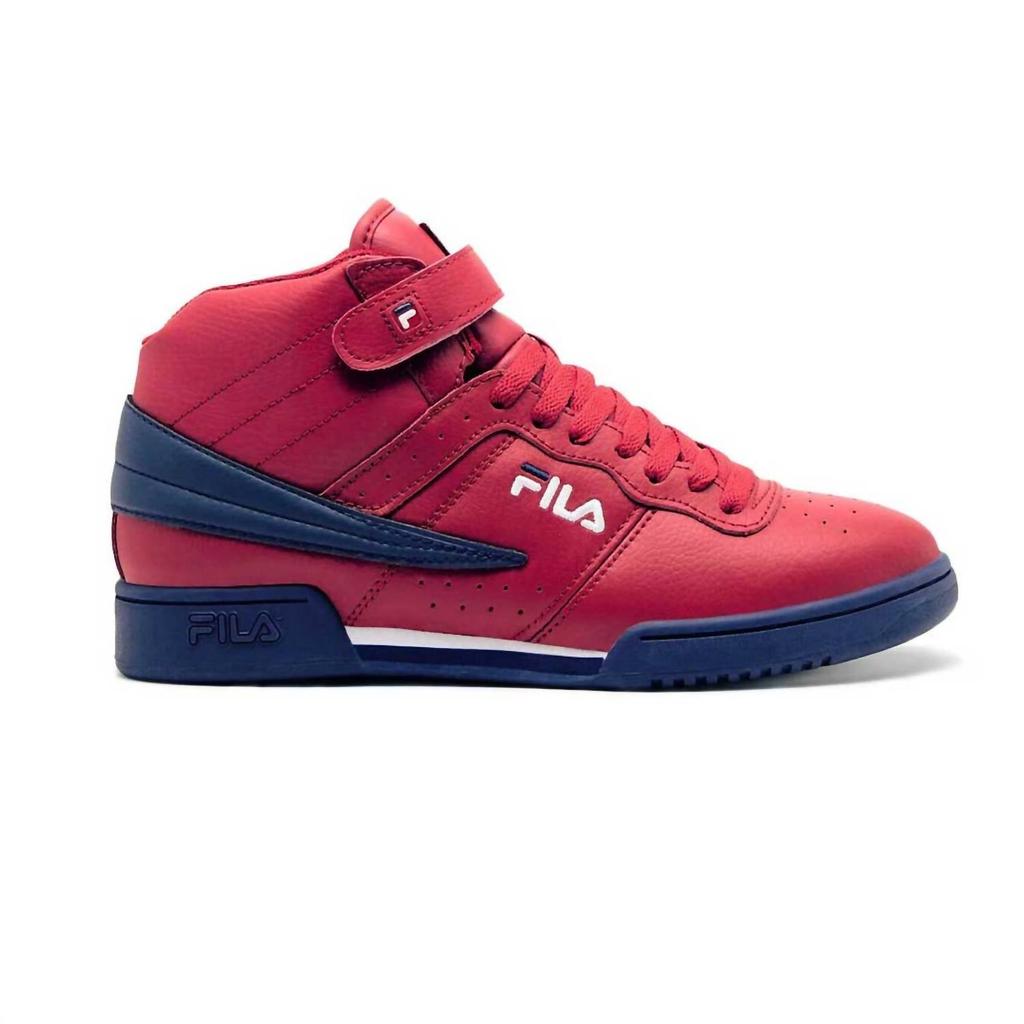 Fila Mens F-13V Leather Synthetic Sneaker In Red/navy/white