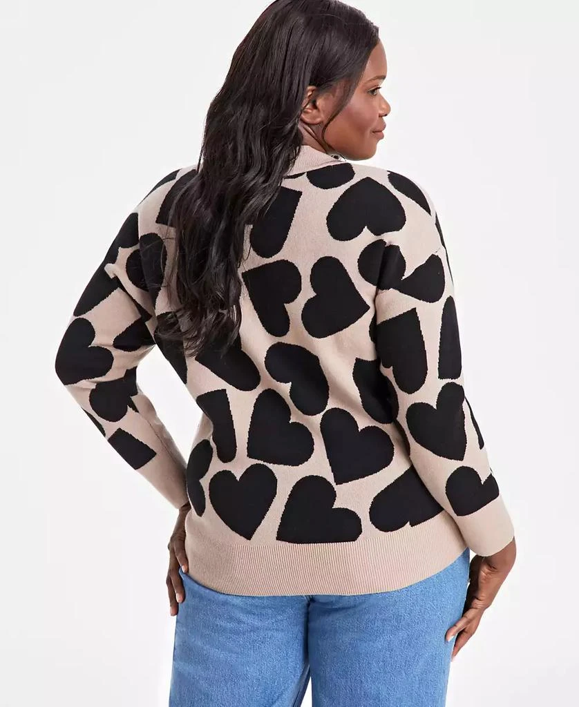 On 34th Trendy Plus Size Women's Jacquard Heart Pullover Sweater, Exclusively at Macy's 4