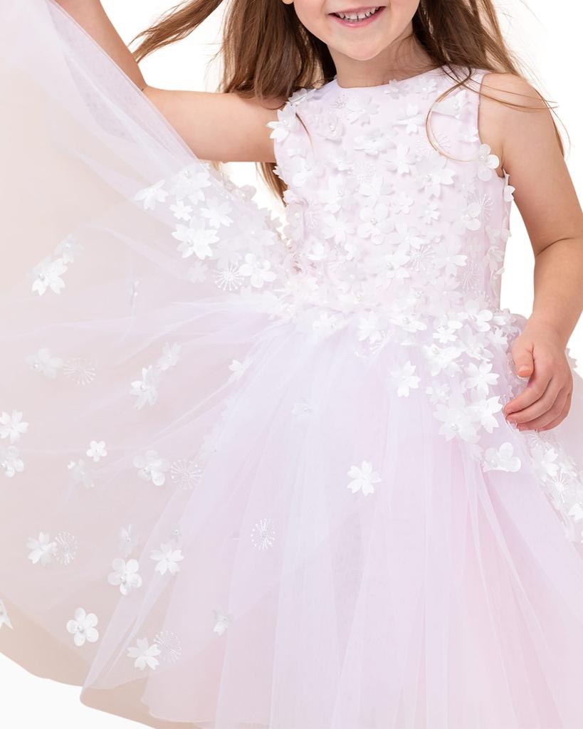 White Label by Zoe Girl's Lauren 3D Flower Embellished Tulle Dress, Size 2-12
