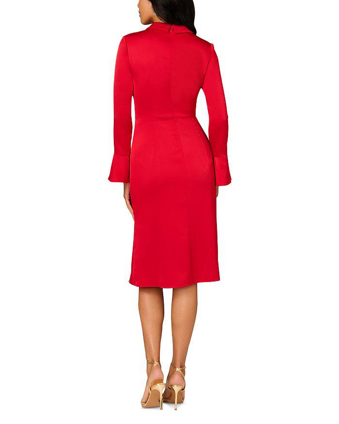 Aidan Mattox Crepe Back Satin Midi Dress