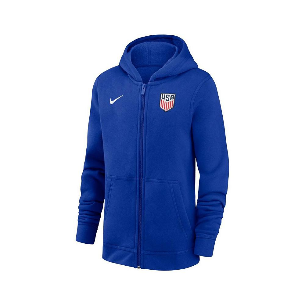 Nike Big Boys and Girls Royal USMNT Club Full-Zip Hoodie Sweatshirt