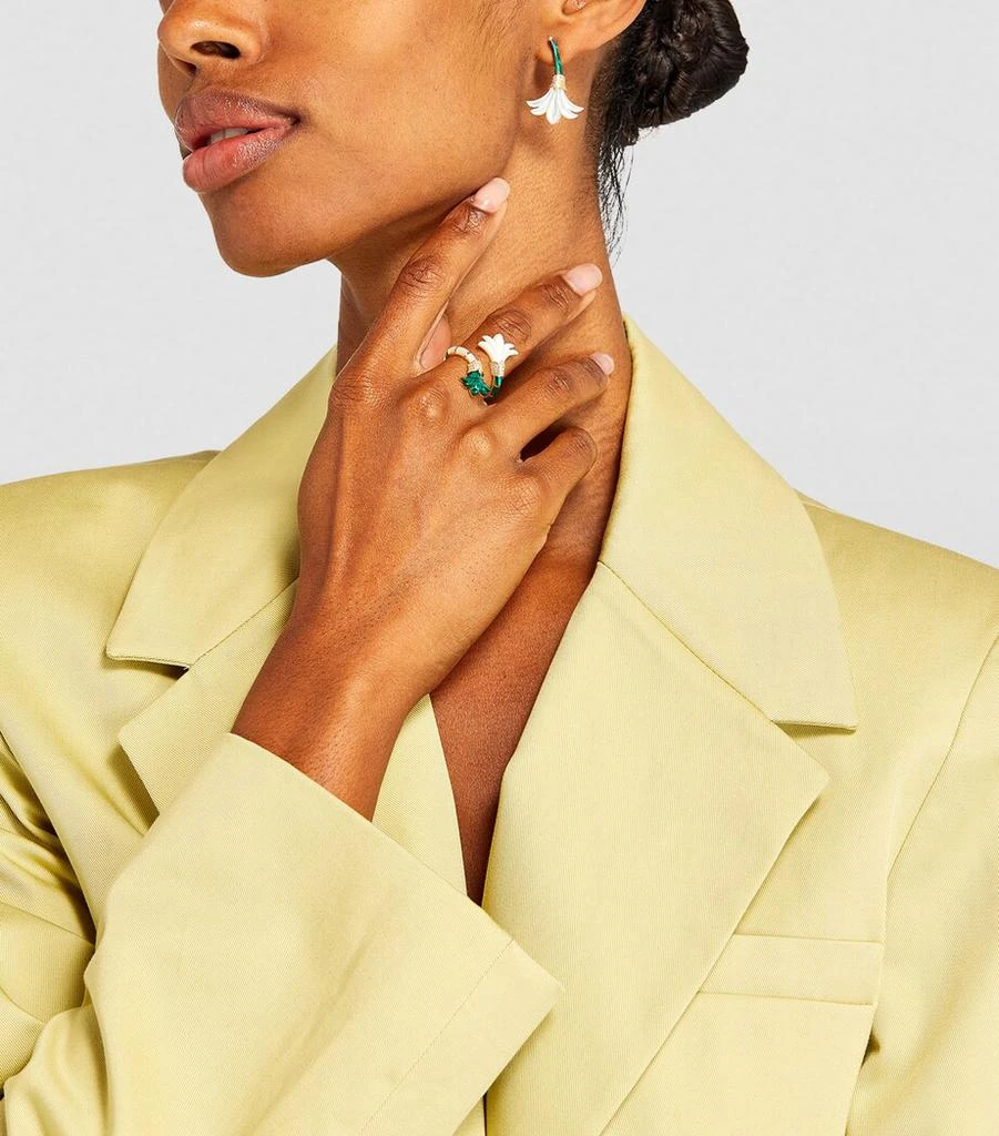 L'ATELIER NAWBAR Yellow Gold, Diamond, Malachite and Mother-of-Pearl Psychedeliah Ring 4