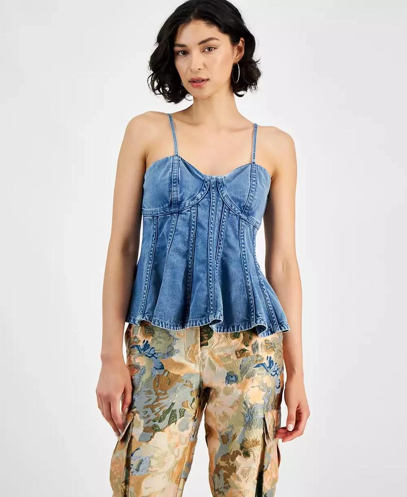 GUESS Women's Maia Sleeveless Size-Zip Peplum Top 1