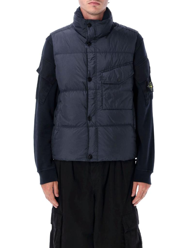 Shop Stone Island Logo Patch High Neck Vest on Sale at