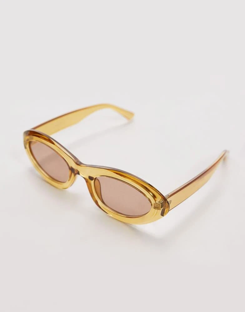 Topshop Topshop Paros oval sunglasses in yellow 2