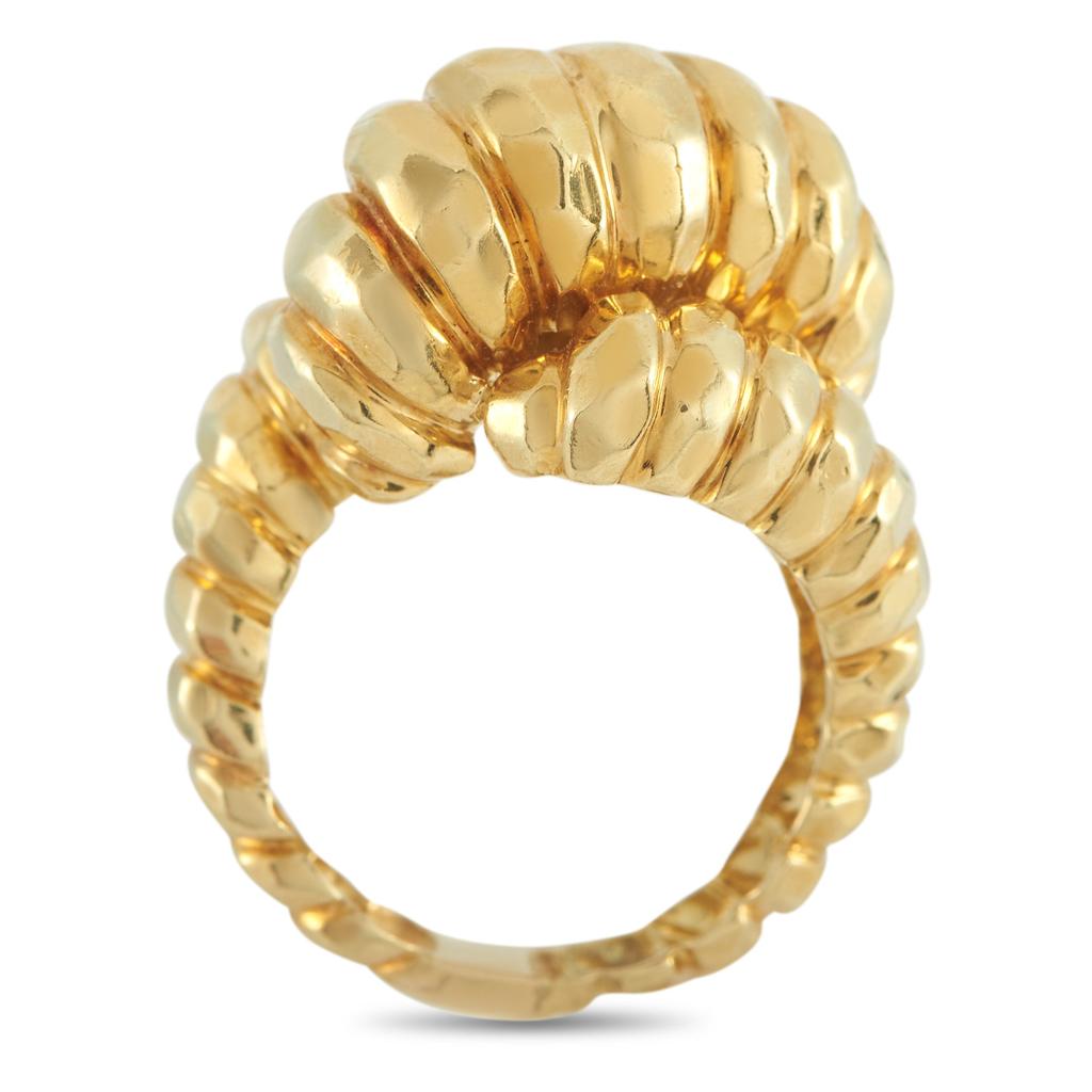 Henry Dunay 18K Yellow Gold Hammered Bypass Ring HD25-112125