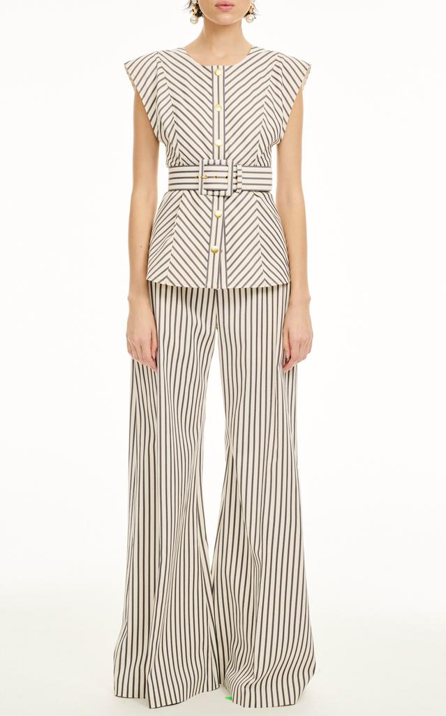 Carolina Herrera Carolina Herrera - High-Rise Cotton-Blend Wide-Leg Pants - Stripe - US 2 - Moda Operandi