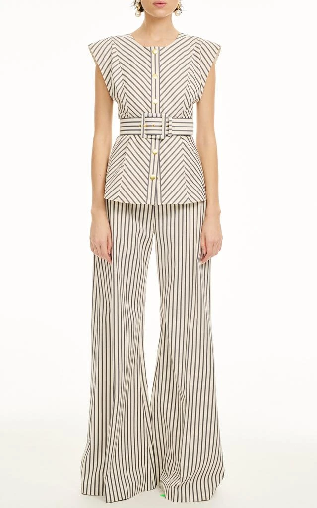 Carolina Herrera Carolina Herrera - High-Rise Cotton-Blend Wide-Leg Pants - Stripe - US 2 - Moda Operandi 1