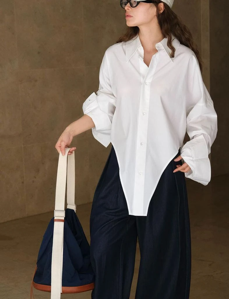 Pixie Market White Oversized Asymmetric Shirt -PREORDER 6