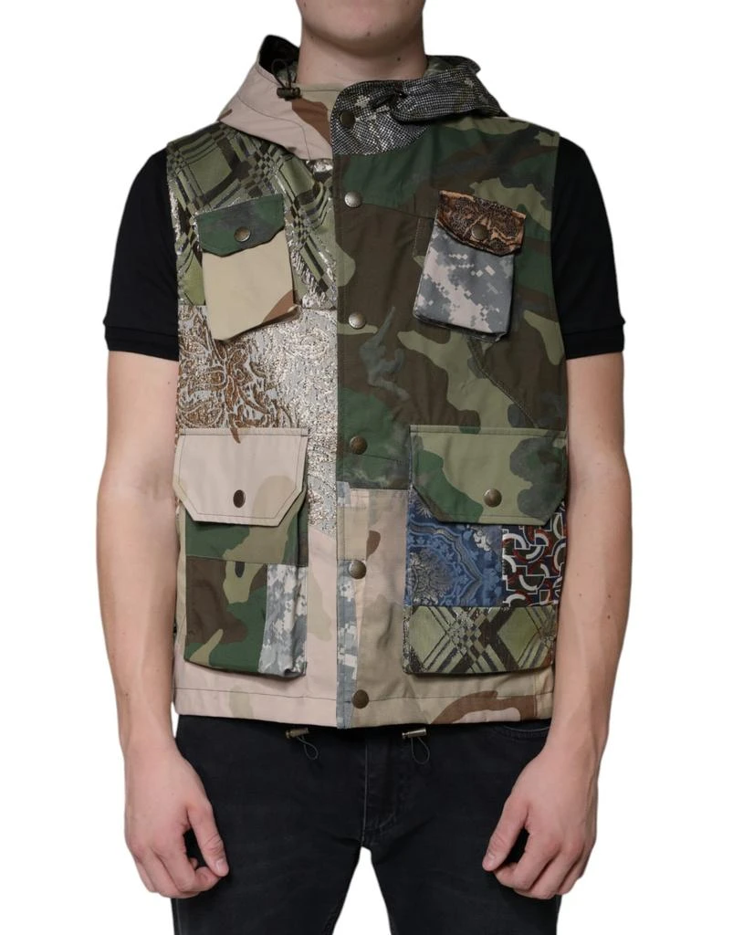 Dolce 
Gabbana Patchwork Hooded Vest Men
s Jacket