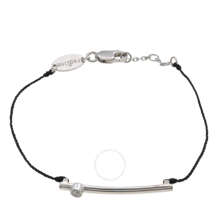 Redline Tube String Bracelet with 0.05ct Diamond in White Gold Bezel Setting