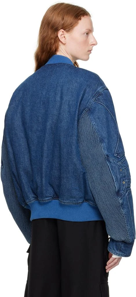 Off-White Blue Paneled Denim Bomber Jacket 3