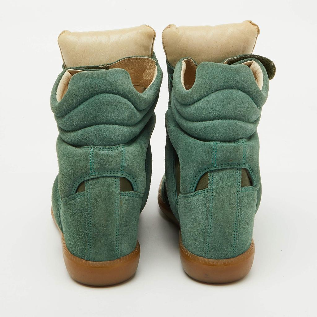 ISABEL MARANT スニーカー グリーン 24cm 美品 Isabel Marant Isabel Marant Green Suede and Leather Bekett Wedge