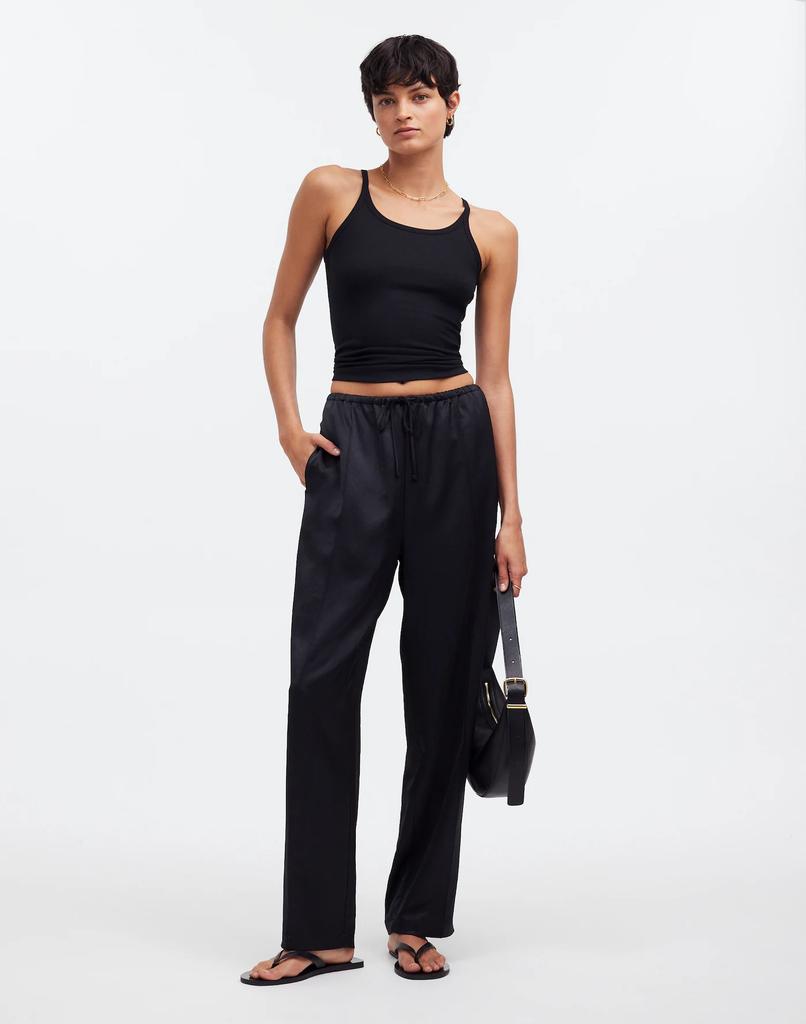 Madewell Tall Pintucked Slim Pull-On Pants in Satin