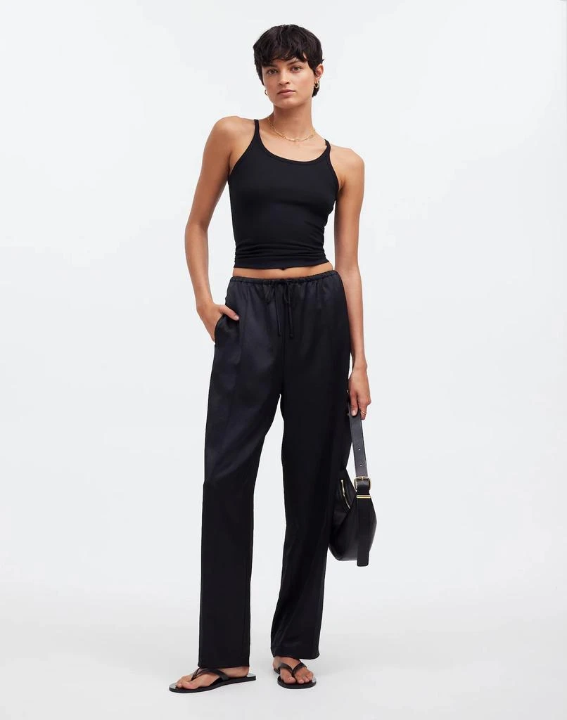 Madewell Tall Pintucked Slim Pull-On Pants in Satin 1