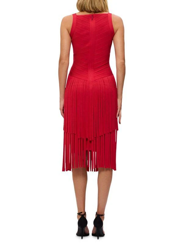 Herve Leger The Mischa Fringe Hem Bandage Midi Dress 2