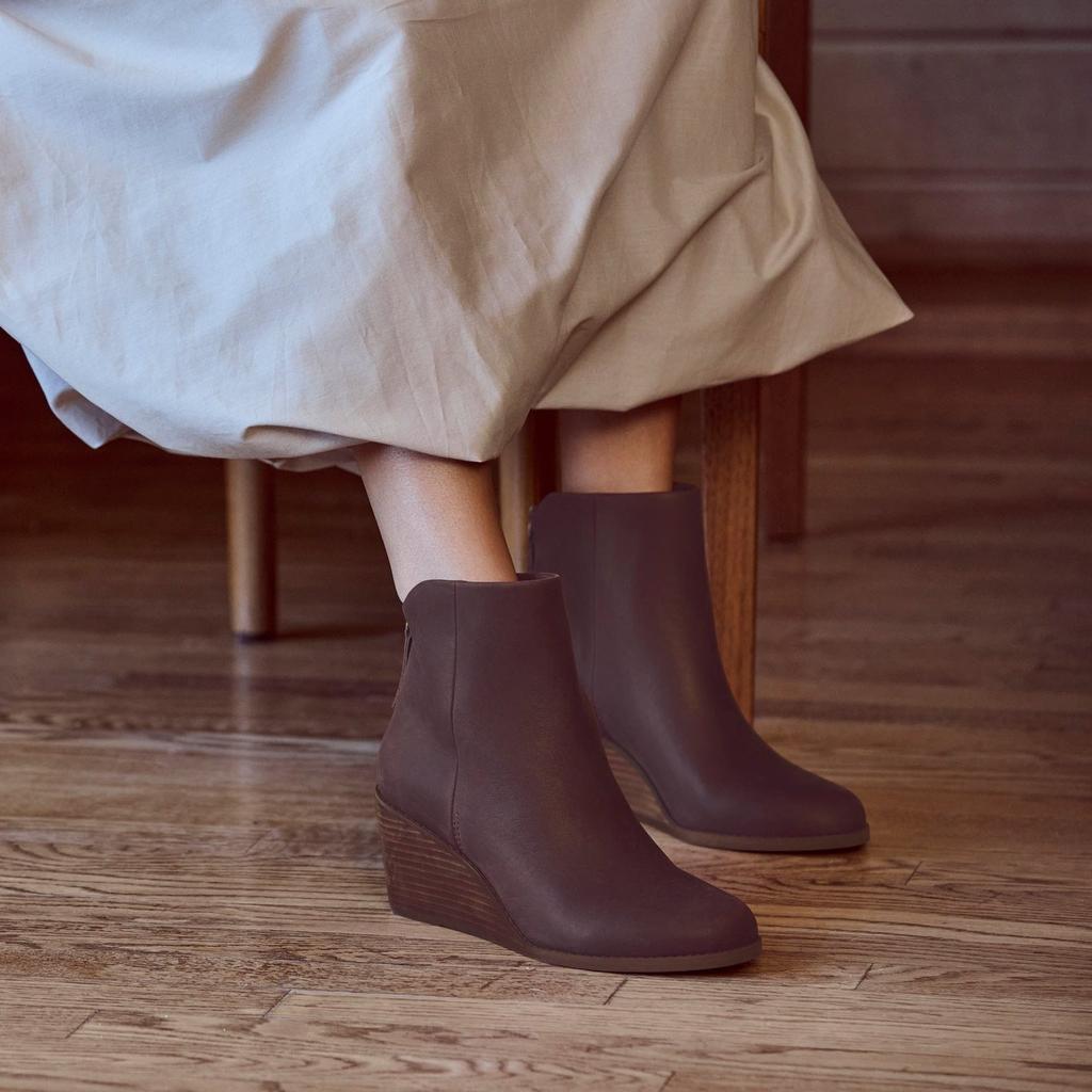 TOMS Shoes Casey Blackberry Leather Wedge Boot