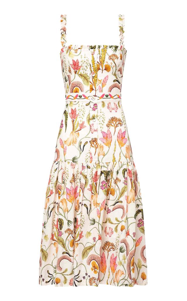 Agua by Agua Bendita Agua by Agua Bendita - Nispero Embroidered Floral Cotton Midi Dress - Multi - XL - Moda Operandi