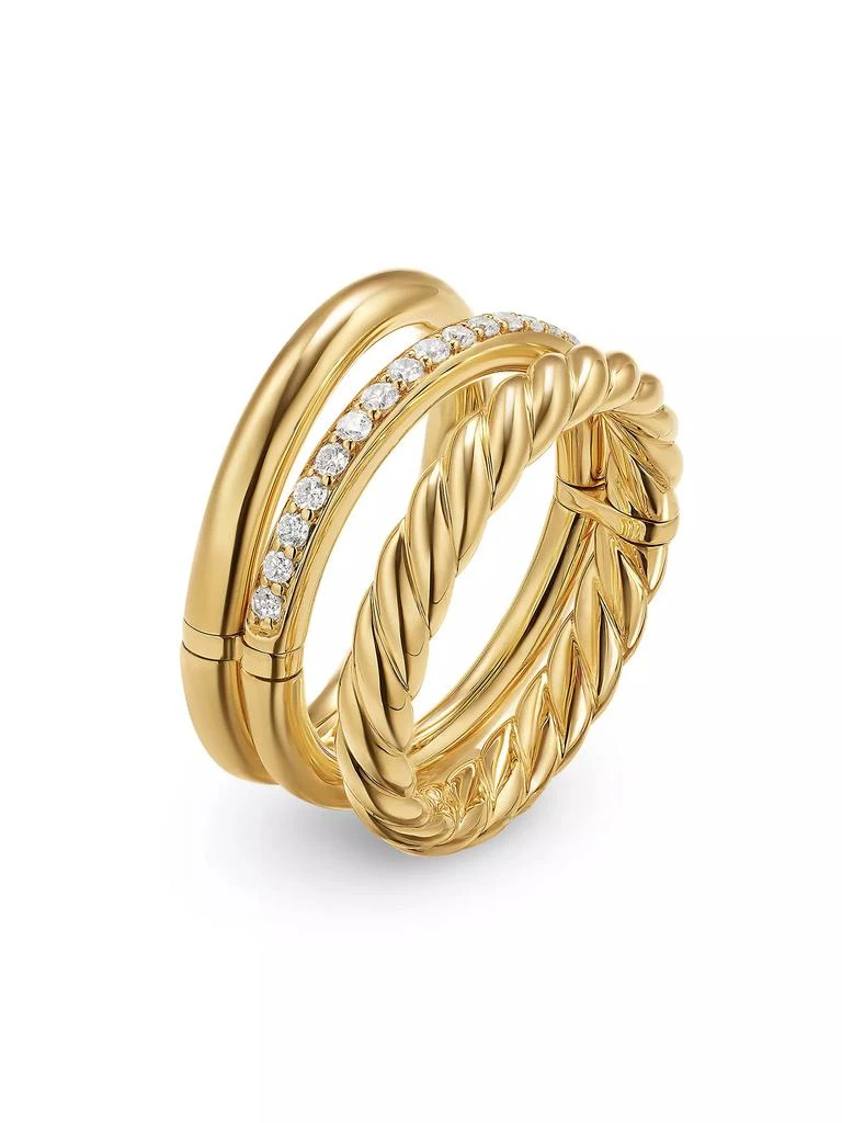 David Yurman DY Mercer Three Row Ring in 18K Yellow Gold 2