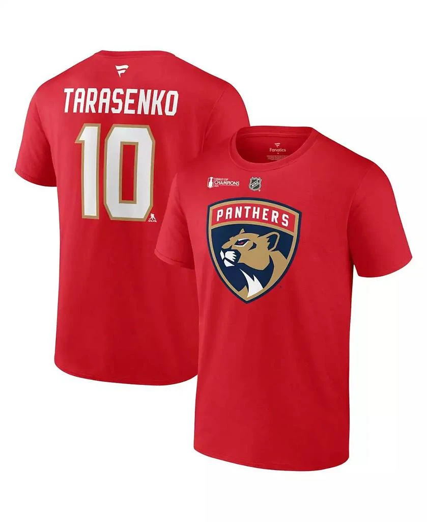 Fanatics Men's Vladimir Tarasenko Red Florida Panthers 2024 Stanley Cup Champions Authentic Stack Name Number T-Shirt 1