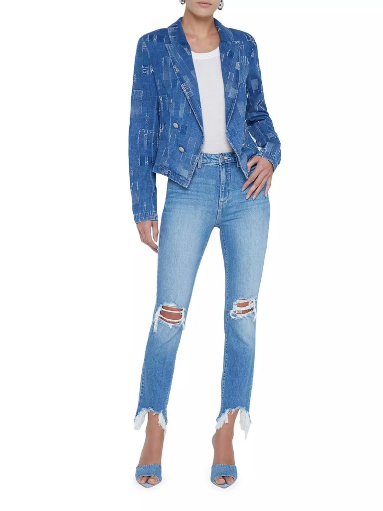 L'Agence Wayne Patchwork Denim Crop Blazer 2