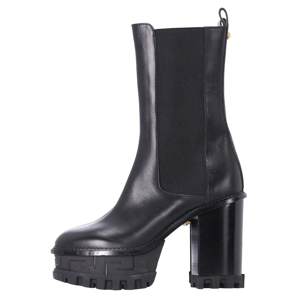 Versace Greca Labyrinth High-Heel Platform Boots in Black Calf Leather 2