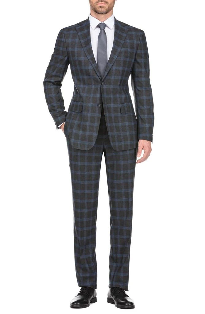 English Laundry Plaid Two Button Notch Lapel Trim Fit Suit 1