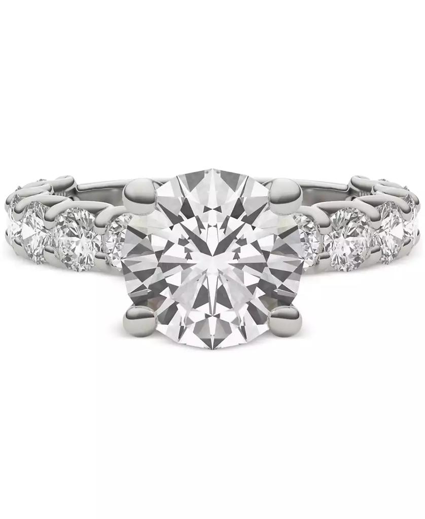 Charles & Colvard Moissanite Solitaire & Trellis-Set Side Stone Ring (3-3/4 ct. t.w.) in 14k White Gold
