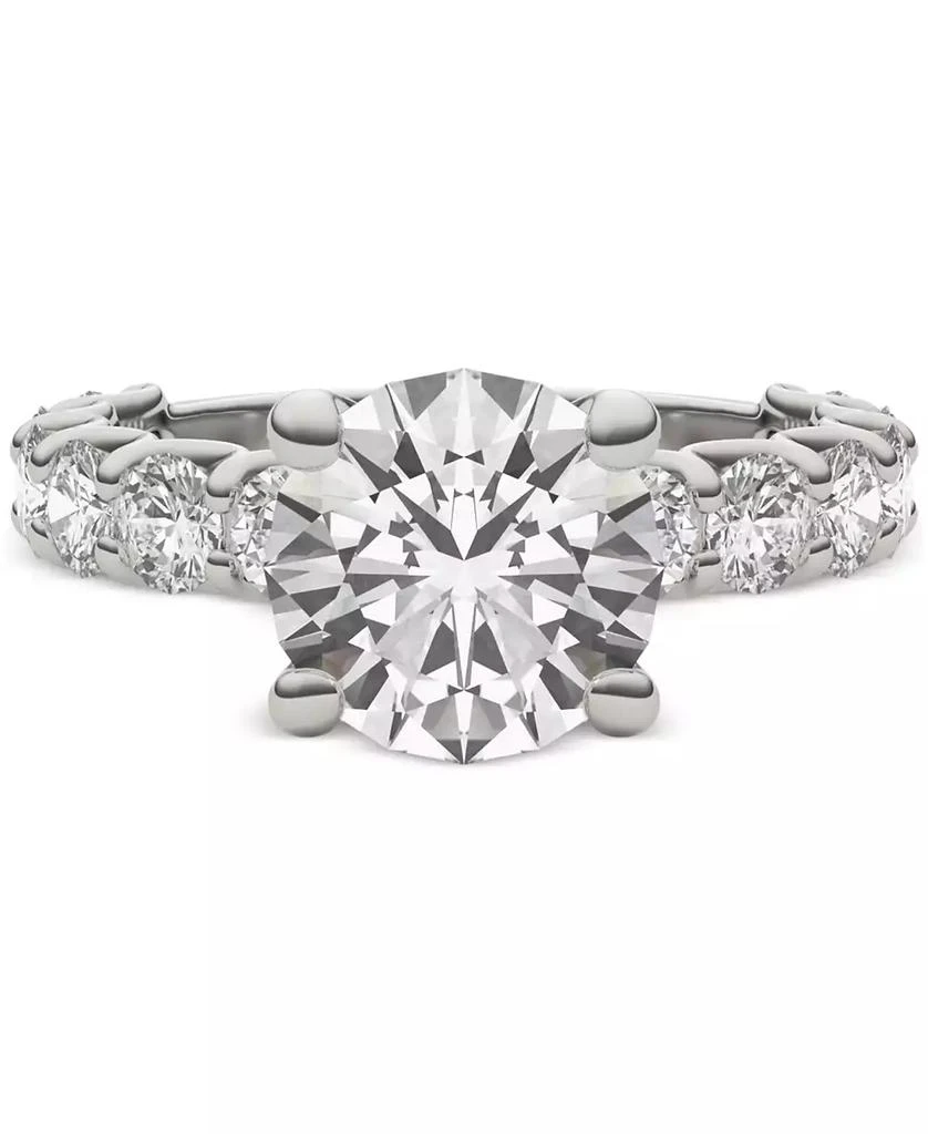 Charles 
Colvard Moissanite Solitaire 
Trellis-Set Side Stone Ring (3-3/4 ct. t.w.) in 14k White Gold 2