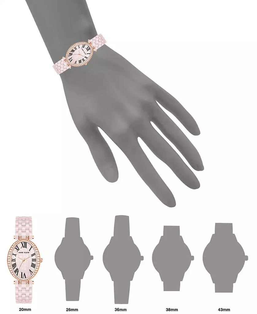 Anne Klein Women's Three-Hand Quartz Pink Ceramic Bracelet Watch, 27mm 4