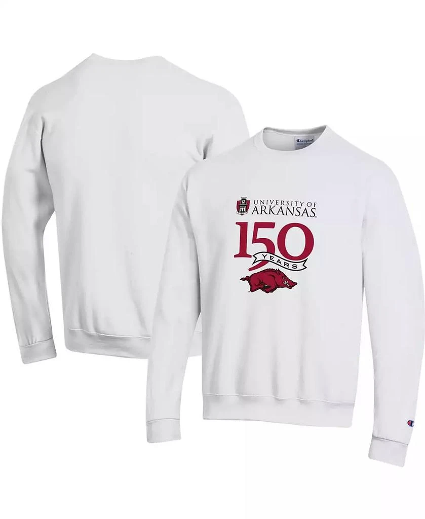 Champion Men's White Arkansas Razorbacks 150th Anniversary Pullover Sweatshirt 1