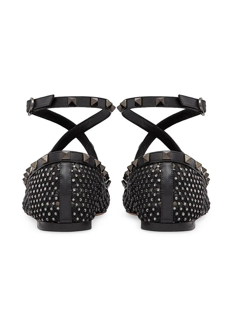 Valentino Rockstud Mesh Ballerina Flats With Crystals 3