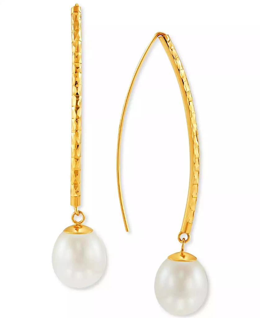 Honora Cultured Freshwater Pearl (9-10mm) Threader Earrings in 14k Gold 1