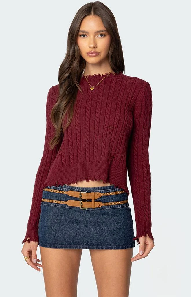Edikted Split Open Back Cable Knit Sweater 3
