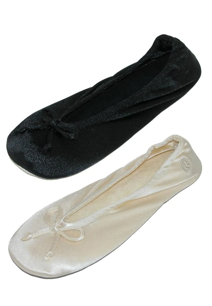 Isotoner Women's Satin Classic Ballerina Slippers (Pack of 2) 1